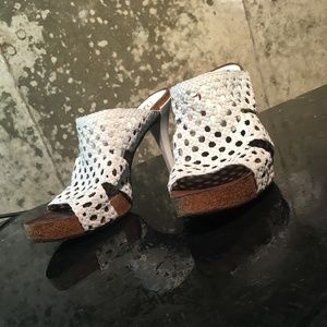 White Leather Slip on Sandal